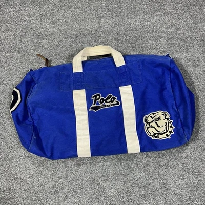 Vintage Polo Ralph Lauren Duffel Gym Travel Bag Bulldog Letterman Blue VTG - Image 1 of 4