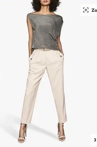 Reiss Brigette Metallic Sleeveless Top - charcoal - Size M - Picture 1 of 12