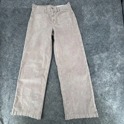 Calça American Eagle feminina 2 longas 26W veludo elástico cintura baixa folgada perna larga - Imagem 1 de 4