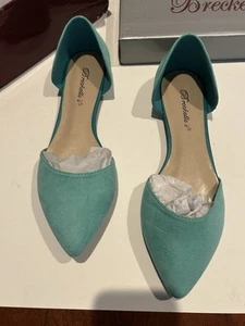 Breckelle's Dolley Seafoam Mint Green Faux Suede Comfortable Flats Sz 8 NIB - Picture 1 of 6