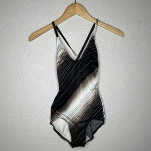 Vintage Jantzen Swimsuit 80s One Piece Sz 6 XS Low Cut Back Costume Criss Cross - Picture 1 of 6