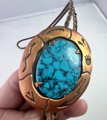 Corbata Bolo de cobre macizo nativa am. de colección Bell SW Trading Color Turquesa LEER Foto 1 de 4