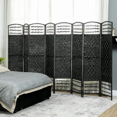 Divisor de habitación de 8 paneles, pantalla plegable, 5,6', negro Foto 1 de 4