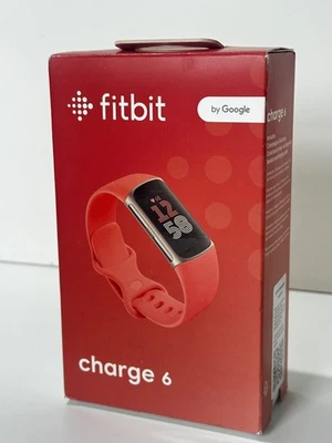 FITBIT CHARGE 6 FITNESS TRACKER - CHAMPAGNE GOLD CASE & CORAL BAND - Image 1 of 4