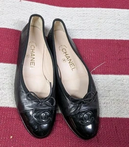 Chanel schwarze Ballerinas Schleife CC Captoe Größe 35,5 US 5,5 - Bild 1 von 7