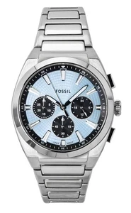 Fossil Everett Chronograph Stainless Steel Blue Dial Quartz FS6105 Men's Watch - Picture 1 of 4