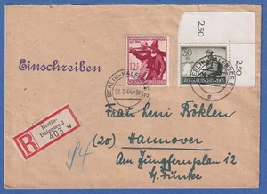 Dt. Reich Wehrmacht II 30Pfg Mi-Nr. 889 Eckrandstück OR auf Brief O BERLIN 1944 - Bild 1 von 1
