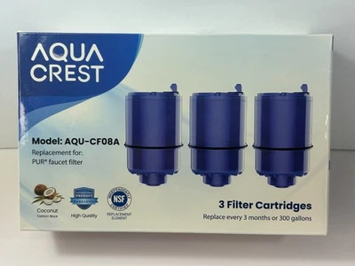 Aqua Crest (AQU-CF08A) Replacement Filter x3 filter cartridges New OPEN BOX - Image 1 of 4