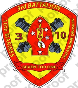 STICKER USMC UNIT 3RD BATTALION 10TH MARINE REGIMENT ooo USMC Lisc No 20187 - Picture 1 of 1