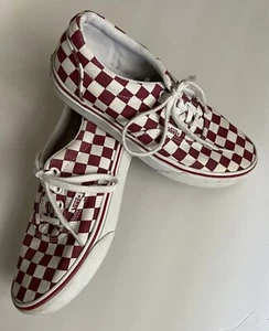 Vans Classic Canvas Checkered Red/White Sneakers Shoes for Women Sz. 6 Lace Up - Picture 1 of 11