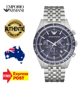 NEW EMPORIO ARMANI SPORTIVO AR6072 SILVER/BLUE CHRONOGRAPH QUARTZ MENS WATCH - Picture 1 of 10