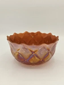 Fenton Marigold Carnival Glass Diamond Quilted Pattern Bowl 6.5" - Picture 1 of 6