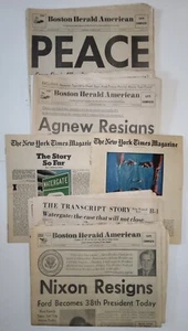 Vintage Boston Newspapers: Nixon Watergate, Agnew Resigns, Ford 38th President - Picture 1 of 11