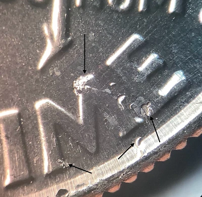 2018 P Roosevelt Dime-"Die Chips/Die Cracks/Die Gouge-Struck Thru Mint Error-BU - Image 1 of 4