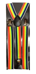 Rainbow Pride Printed Braces Unisex Clip on Suspenders LGBTQ Fancy Dress - Picture 1 of 3