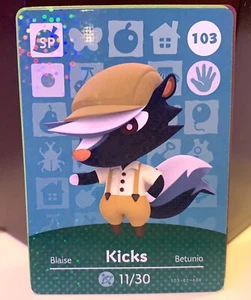 KICKS Animal Crossing Series 2 Amiibo Card #103 Nintendo Sparkle - Picture 1 of 1