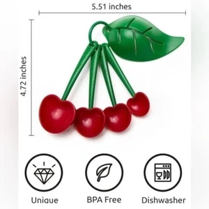NEU Mon Kirsche Messlöffel & Ei Trenner Set rot und grün Fruchtform - Bild 1 von 3