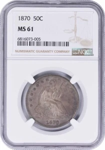 1870 Liberty Seating Silber halber Dollar MS61 NGC - Bild 1 von 4