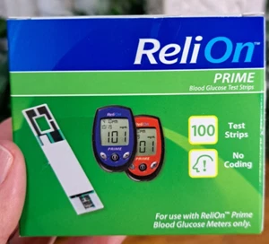 New ReliOn Prime Blood Glucose Diabetic Test Strips 100 Count Exp 9-13-2026 - Picture 1 of 5