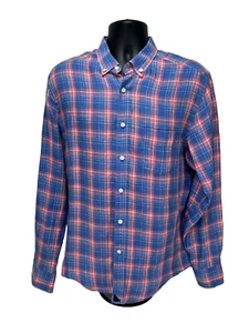 UNTUCKit Camisa Para Hombre Con Botones 100% Lino Grande Azul Rosa A Cuadros Ajustada Verano - Imagen 1 de 8