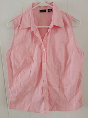 North Crest Cotton Button Up Vest Womens Princess Pastel Pink Size Medium Blouse - Image 1 of 4