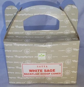 Satya Backflow Räucherkegel 24 Stk. Box (weißer Salbei) - US-Verkäufer - Bild 1 von 2