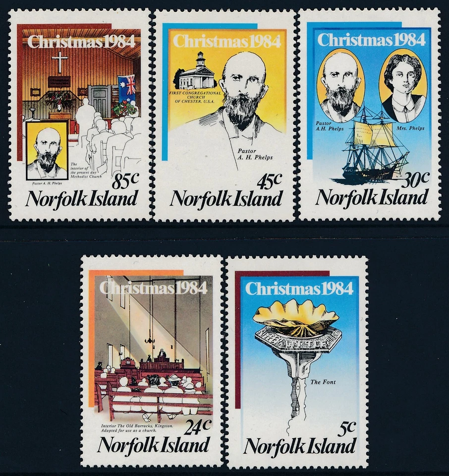 NORFOLK ISLAND 1984 CONJUNTO DE 5 NAVIDAD FINO COMO NUEVO MNH Foto 1 de 1
