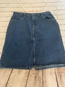 Vintage Bill Blass  Denim Skirt Womens 14 Petite Blue Jean Cotton Pockets - Picture 1 of 5