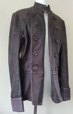 PIEZA ICÓNICA**CHAQUETA DE CUERO PIRATA MILITAR STEAMPUNK VICTORIANA ALLAINTS REINO UNIDO 14 Foto 1 de 4