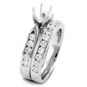 1.10CT Round Diamond Bridal Setting Wedding Engagement Ring 14K Gold White F VS1 - Picture 1 of 3