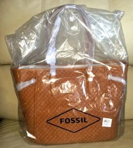 FOSSIL Charli SHB3065235 KH  Genuine Leather Camel LG Tote NWT - Picture 1 of 7