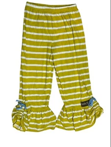 Matilda Jane The Expedition Big Ruffles Girl Camp MJC Yellow Stripe Pants Sz 10 - Picture 1 of 6