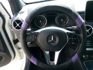 Cubierta de volante PU estilo sin cordones negra y púrpura 2018 ajuste perfecto antideslizante - Imagen 1 de 7
