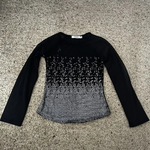 Paragon 90s Y2K Black Long Sleeved Glittery Mesh Top Fits UK Size 8-10 - Picture 1 of 6