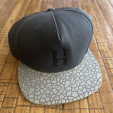 Huf Quake Metal H Logo Strap Back Hat Cap Faded USA Made Black Gray Graphic Brim