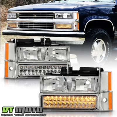 1988-1993 Chevy Silverado GMC Sierra Yukon C10 LED Bumper+Corner Lamp+Headlights - Image 1 of 4