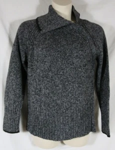 Nomadic Traders Black Gray Cotton Pullover Sweater Asymmetric Collar Buttons XL - Picture 1 of 10