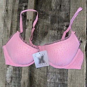 Savage X Fenty By Rihanna Balconette Bra Women's Pink Striped Mesh 36C NEW - Picture 1 of 6