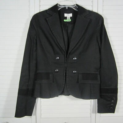 Blazer negro de sarga estilo militar Ann Taylor Loft para mujer talla 6 Foto 1 de 4