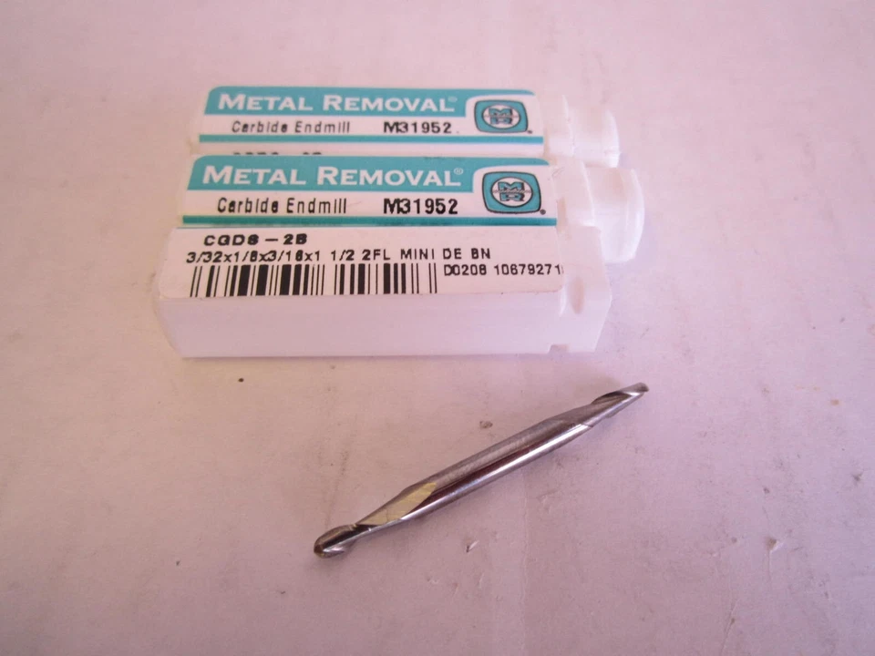 Metal Removal 3/32 x 1/8 x 3/16 x 1-1/2" Carbide 2-Flute Endmill New - Lot of 3  - Image 1 of 1