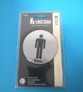 Smedbo XTRA Toilet Sign FS957 Stainless Steel Self Adhesive Door Sign Men 76mm - Picture 1 of 1