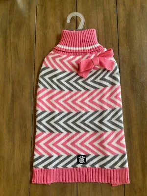 Suéter Chevron Rosa y Gris para Perros - MEDIANO - Cálido y Suave - Petrageous - Nuevo con Etiquetas Foto 1 de 3