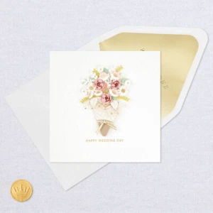 Hallmark Wedding Engagement Signature Card ~ 3D Paper Floral Bridal Bouquet - Picture 1 of 4