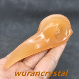 Top 3" Oro Natural Piedra Congelada Cuarzo Cristal Tallado Cuervo Calavera Escena de Halloween - Imagen 1 de 12