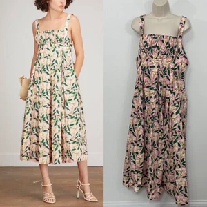 Agua by Agua Bendita Midi Dress Hortencia Dos Gardenias Rosa Large Pink Floral - Picture 1 of 10