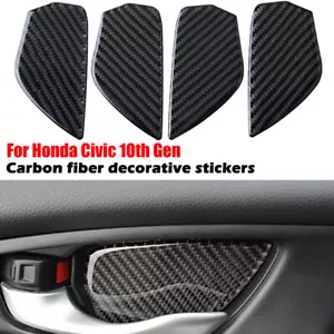 Real Carbon Fiber Interior Door Handle Panel Trim For Honda Civic 2016-2019 C - Bild 1 von 7