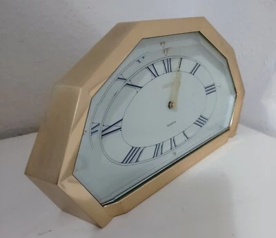 Настольные часы Seiko QSG236G каминная полка золотистый металл геометрическая форма рабочие - Изображение 1 из 4