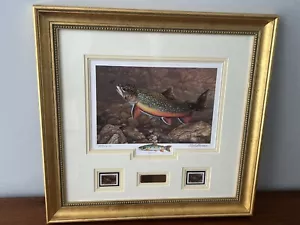 ATEMBERAUBEND GERAHMT 1991 Pennsylvania First Of State Forelle Lachs Briefmarke signiert - Bild 1 von 23