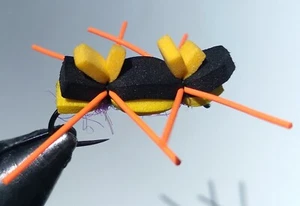 3 Chubby  #8 Chernobyl Ant Foam yellow / Black  /Orange  Fly Fishing dry dropper - Picture 1 of 6