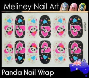 Panda Full Cover Glitter Nail Art Wraps Stickers Pattern cartoon Animal sticker - Foto 1 di 2